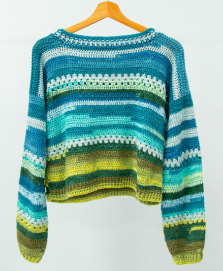 Color Block Folded Sleeve Sweater
